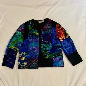 Silk Patchwork Quilted Open Jacket